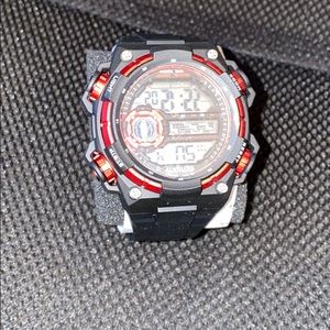 AM:PM Digital Chronograph Blk Plastic Strap watch